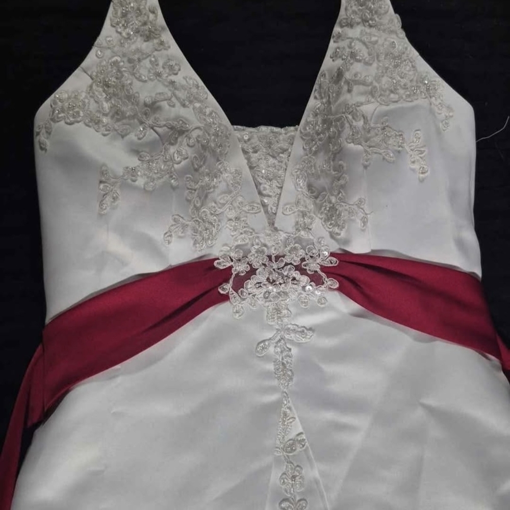 David's Bridal White and Apple Dress